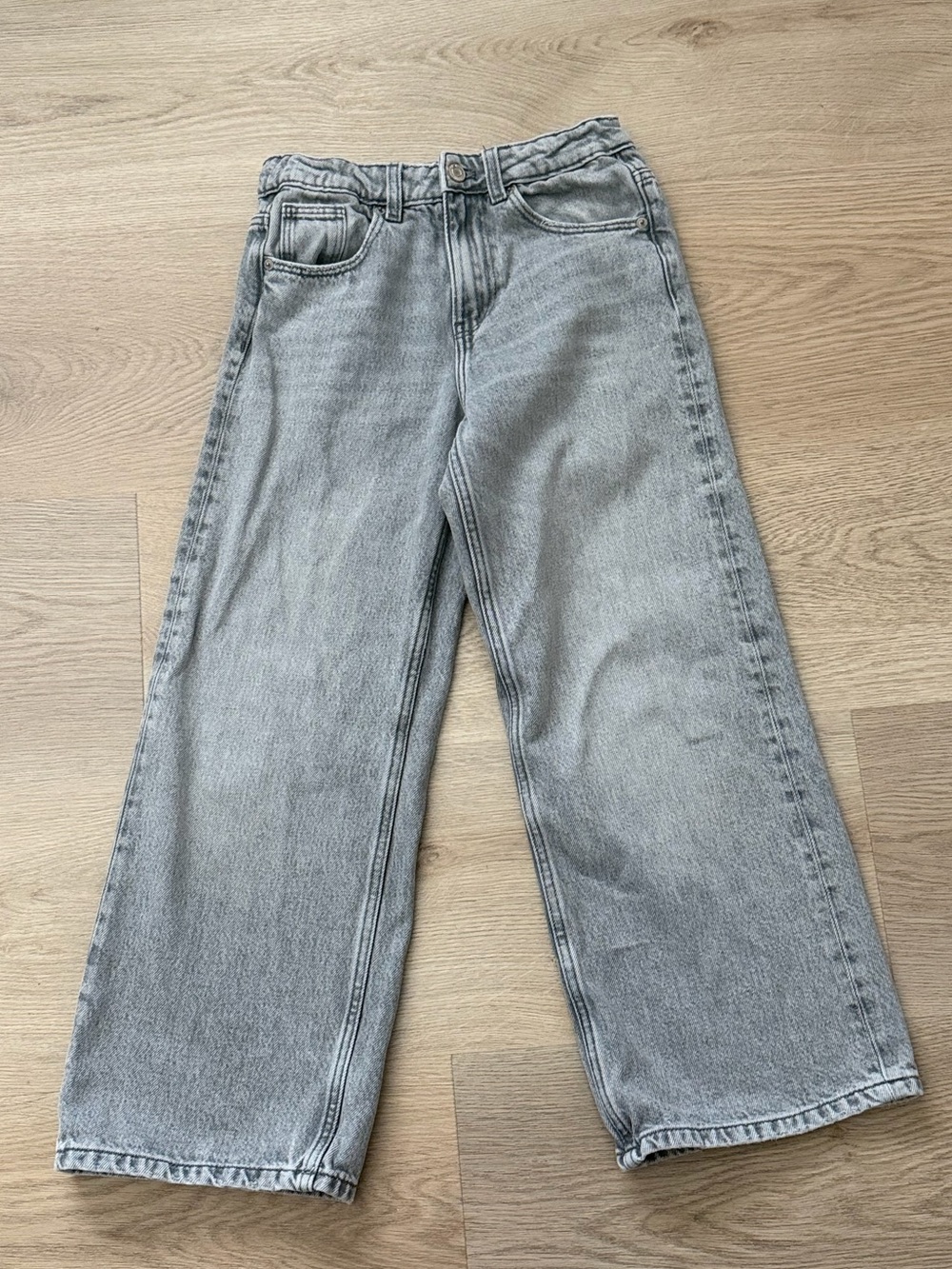 Zara Kids Wide Leg Light Gray Denim Jeans